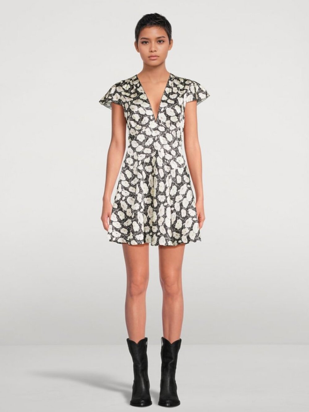 Doen NWOT Dianne Floral-Print Silk-Satin Mini Dress